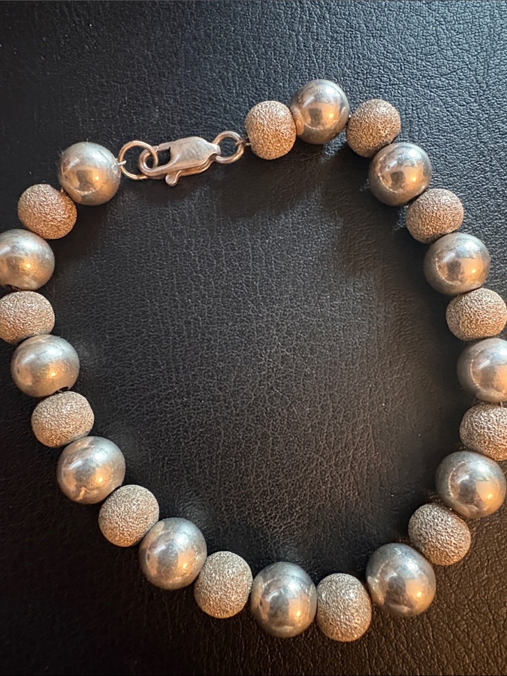 Sterling Silver Beaded bracelet- Silver 7.5 inches long